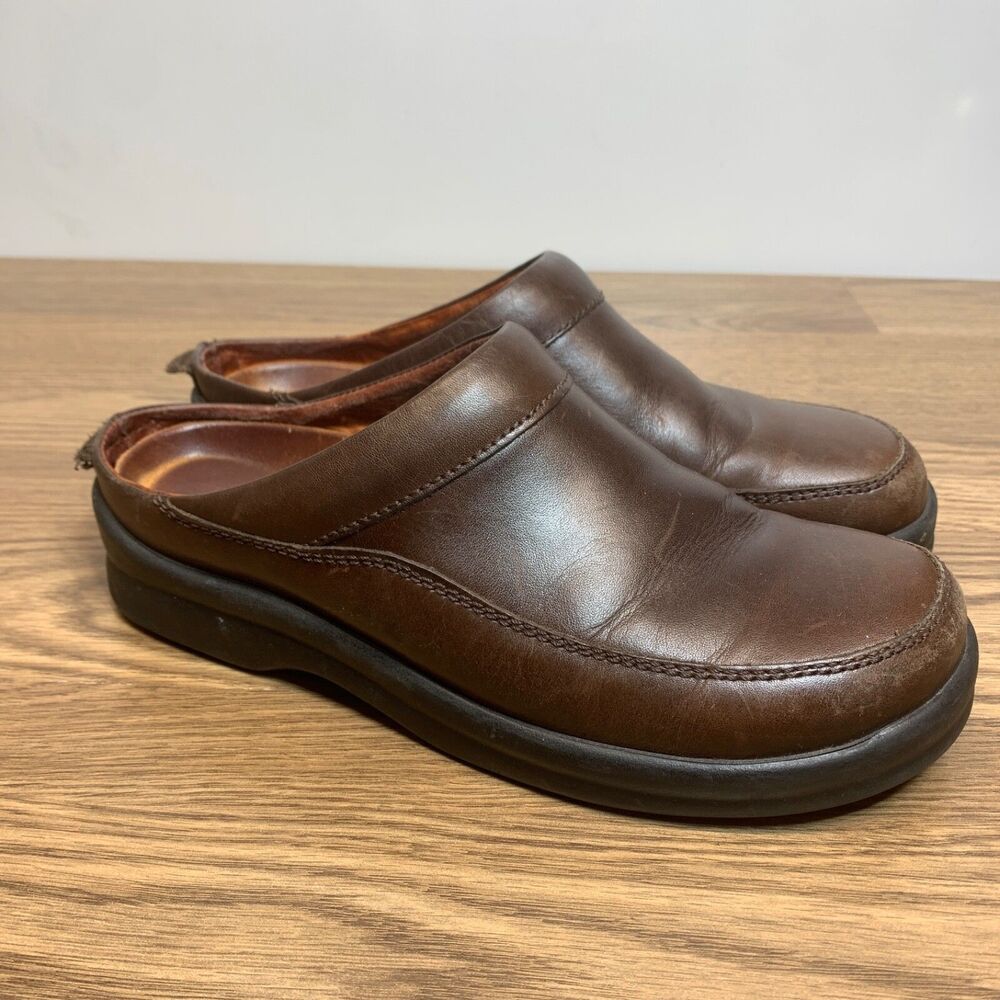 FOOTPRINTS Brown Leather Ashby Slip On Mules Shoes Women's US 8 EU 39‎ Narrow
